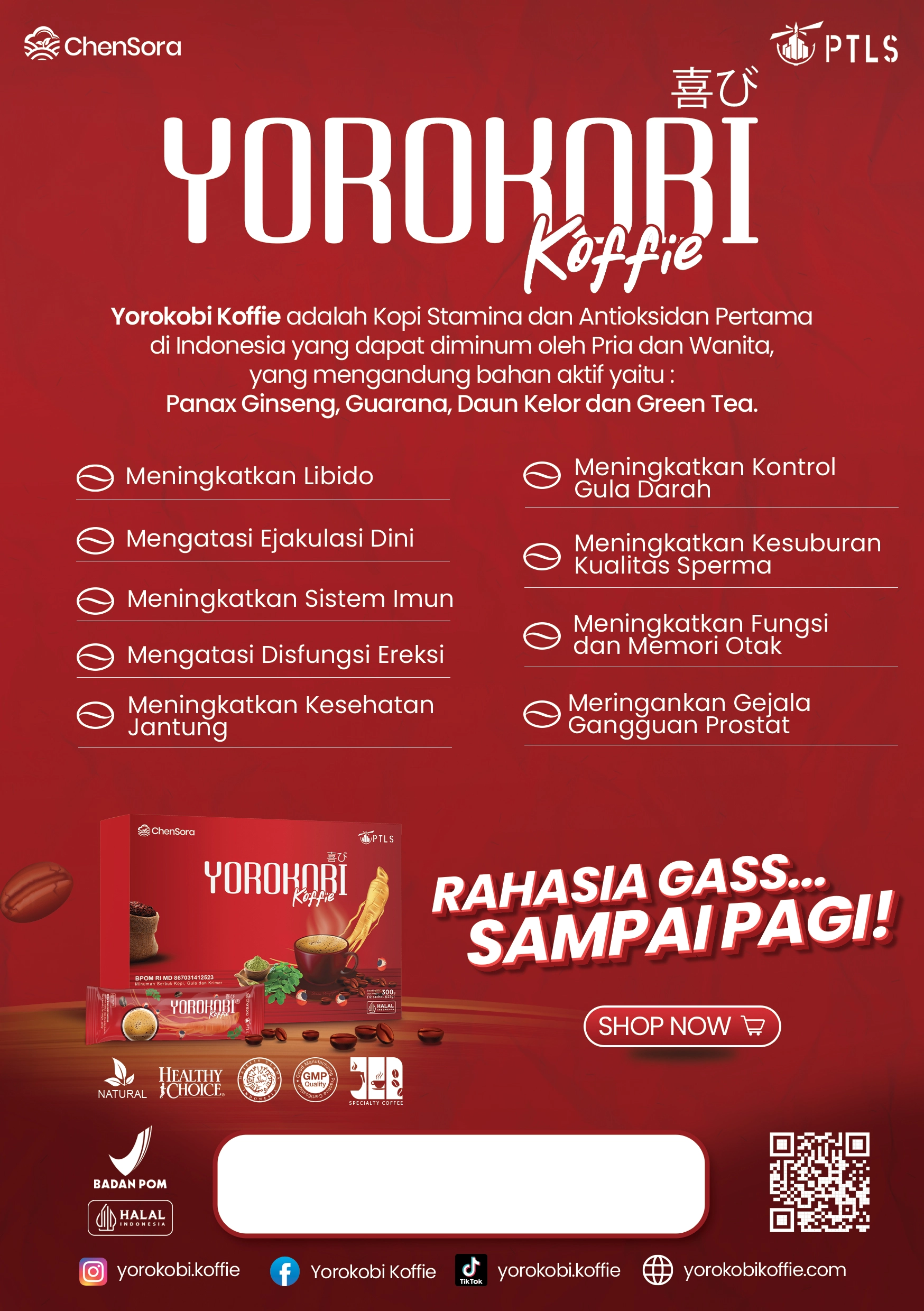 Yorokobi Koffie, kopi stamina dengan Panax Ginseng dan daun kelor